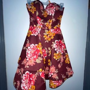 Floral Strapless Cocktail Dress